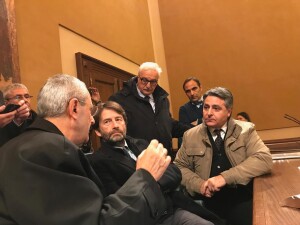 Da Sx. l’Arcivescovo di Cosenza Bisignano S.E. Mons. Francesco Nolè, Il Ministro Dario Franceschini, il Direttore della Sede RAI Calabria Ing. Demetrio Crucitti, il Dott. Fabio Gallo e e il Dott. Gianluca Nava.