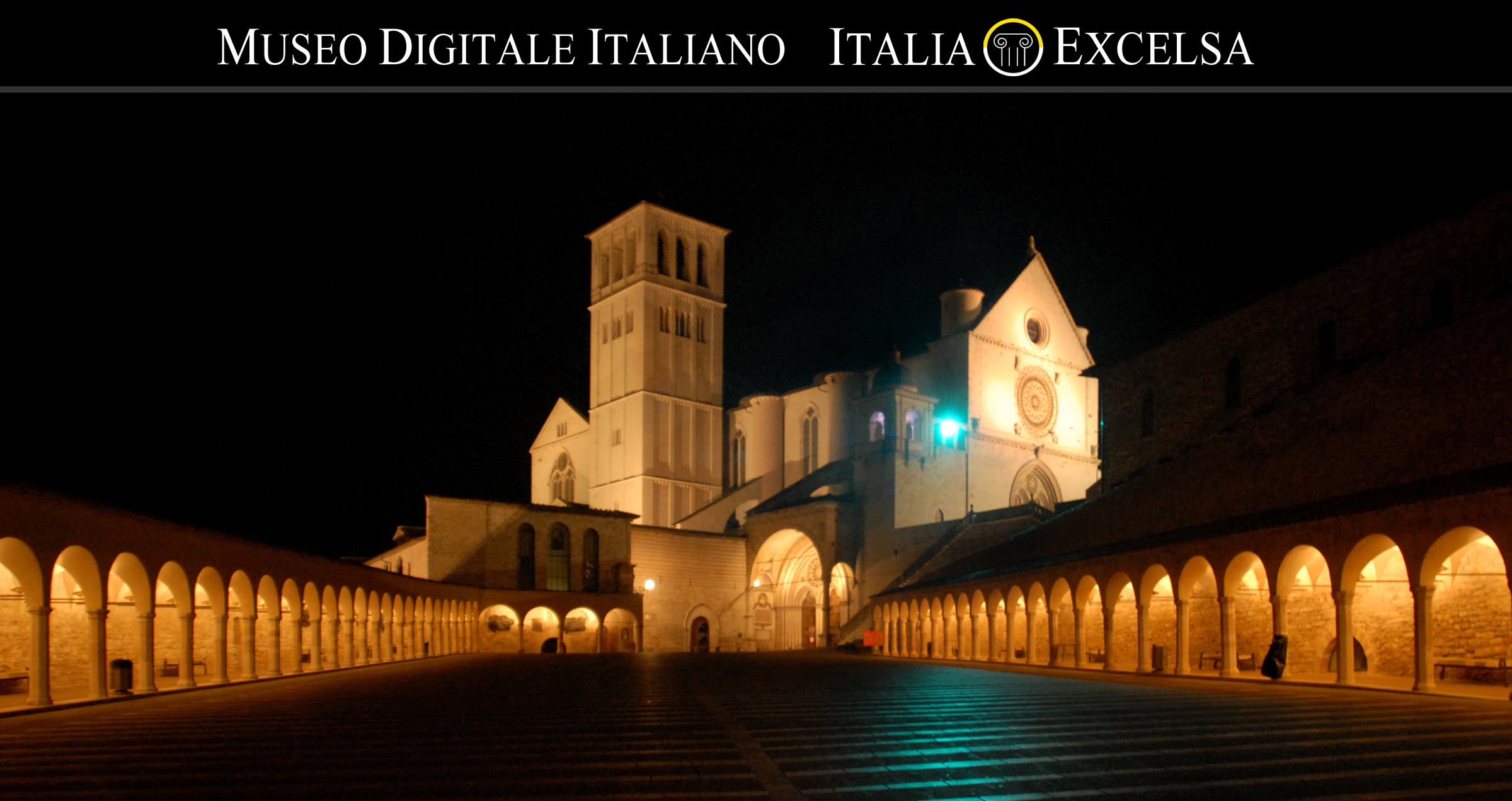 Basilica San Francesco di Assisi di notte - Museo Digitale Italiano - ITALIAEXCELSA