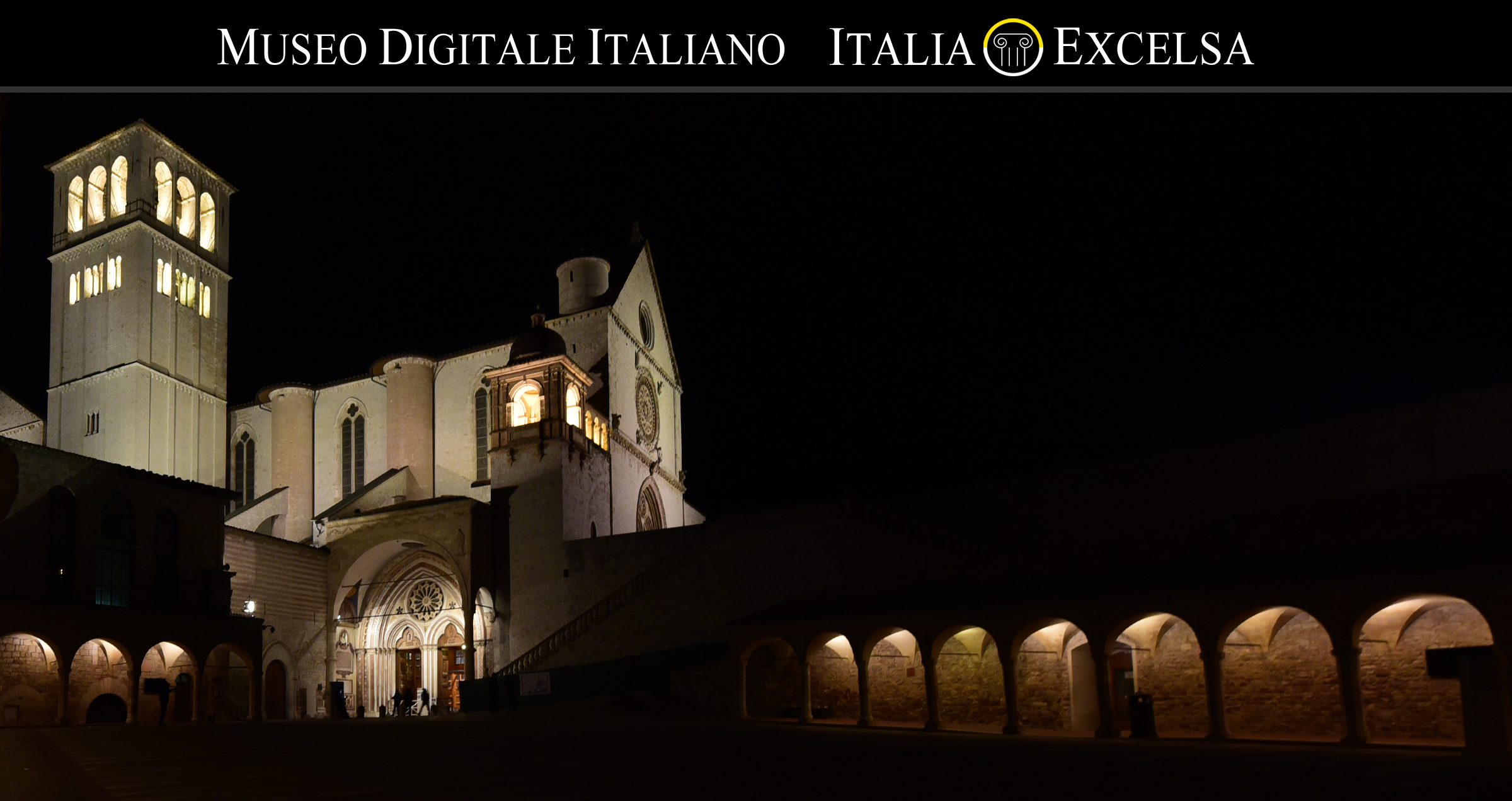 Basilica San Francesco di Assisi di notte - Museo Digitale Italiano - ITALIAEXCELSA